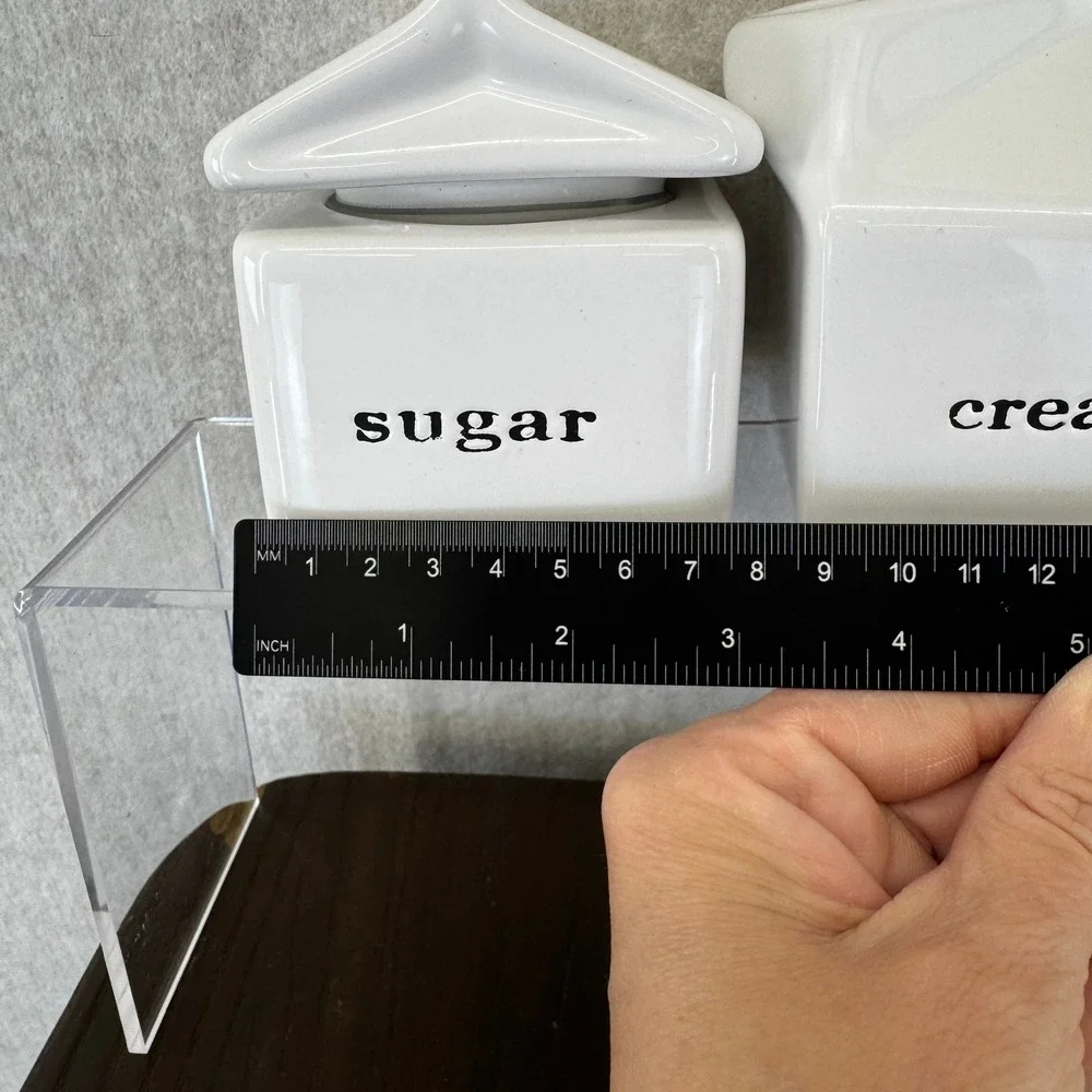 White Ceramic Milk Carton Sugar and Cream Set Modern Farmhouse Decor